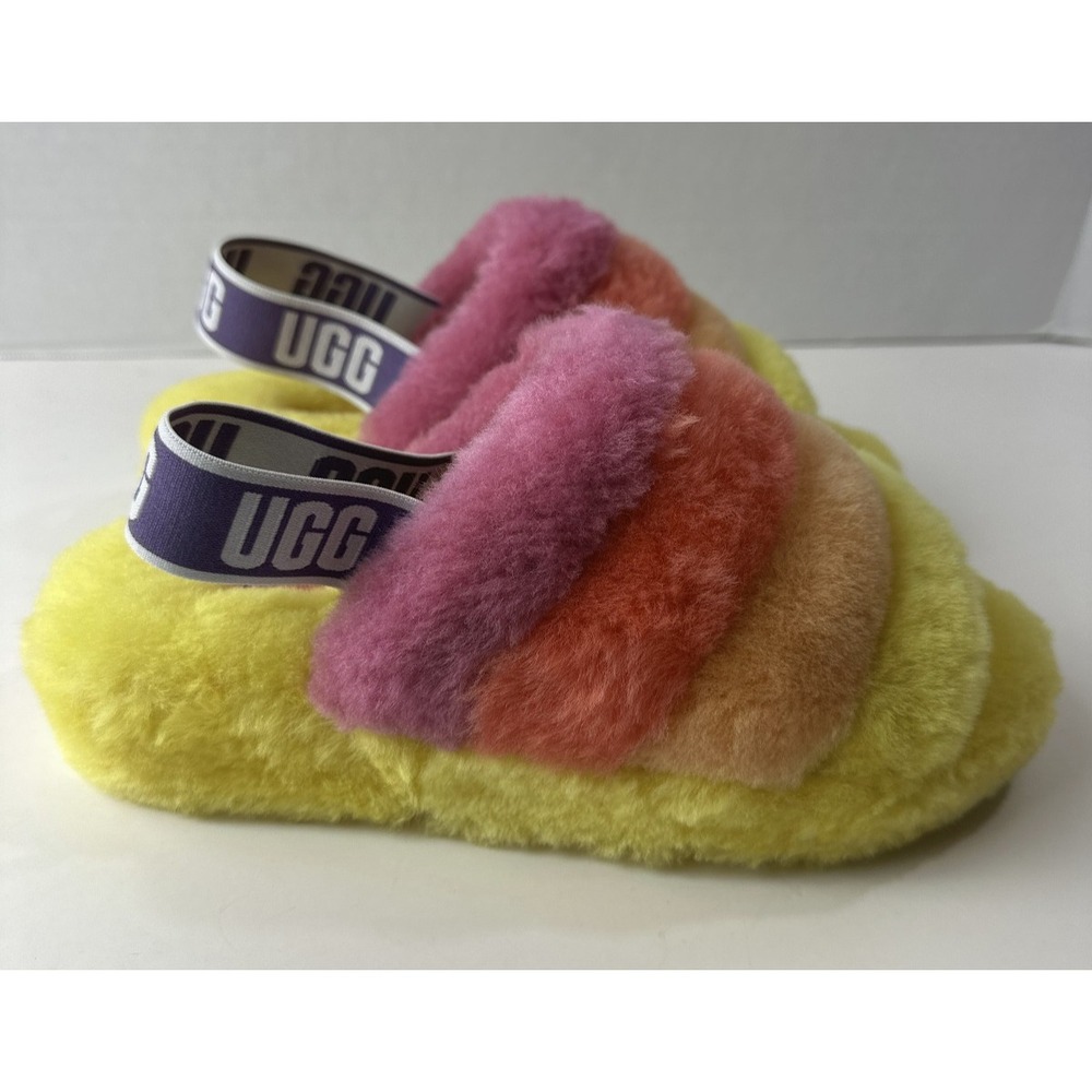UGG Rainbow Fluff Yeah Slide Sandals Women's Size 8 Slippers New Without Tags - Picture 4 of 13